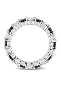 Lab Created 3.5 ct. t.w. Blue and White Sapphire Full Eternity Band Sterling Silver