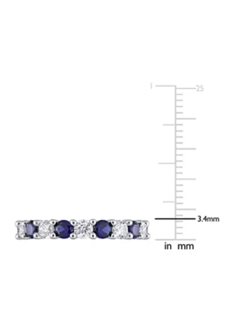 Lab Created 3.5 ct. t.w. Blue and White Sapphire Full Eternity Band Sterling Silver