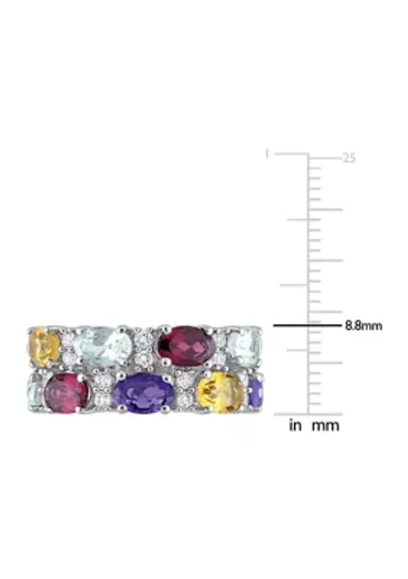 5 ct. t.w. Multi Gemstone Cluster Ring Sterling Silver