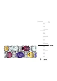 5 ct. t.w. Multi Gemstone Cluster Ring Sterling Silver