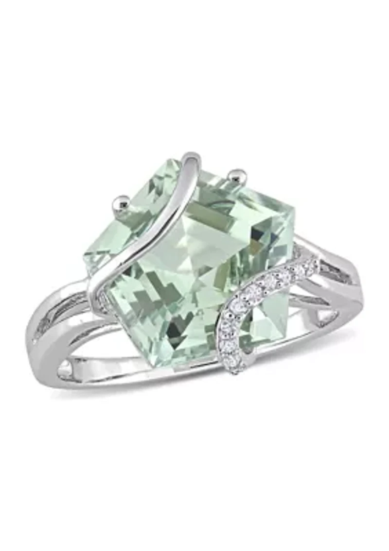 6.5 ct. t.w. Green Quartz and Diamond Accent Swirl Ring Sterling Silver
