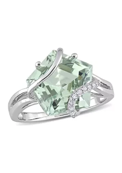 6.5 ct. t.w. Green Quartz and Diamond Accent Swirl Ring Sterling Silver
