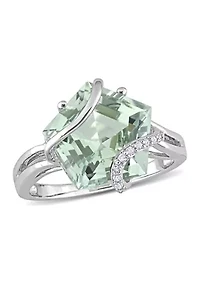 6.5 ct. t.w. Green Quartz and Diamond Accent Swirl Ring Sterling Silver