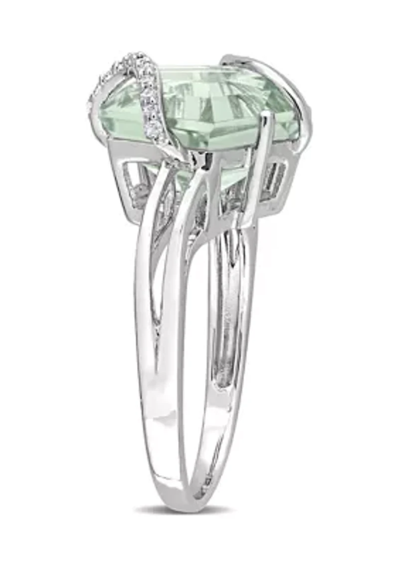 6.5 ct. t.w. Green Quartz and Diamond Accent Swirl Ring Sterling Silver