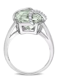 6.5 ct. t.w. Green Quartz and Diamond Accent Swirl Ring Sterling Silver