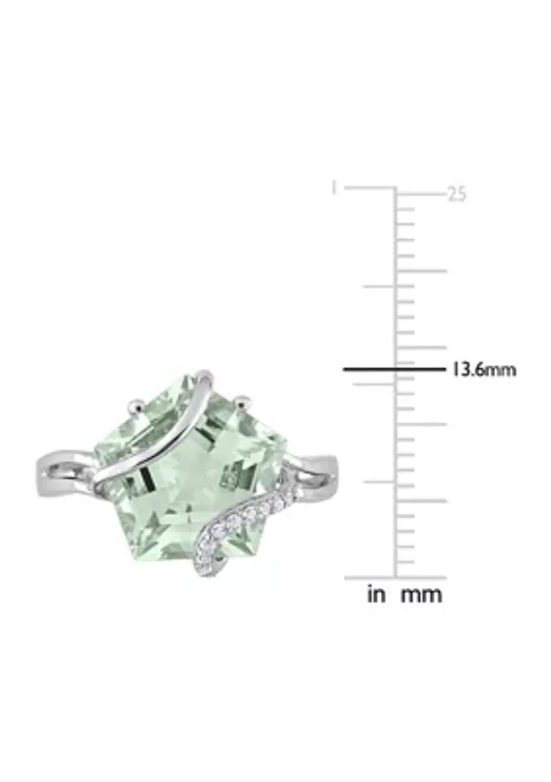 6.5 ct. t.w. Green Quartz and Diamond Accent Swirl Ring Sterling Silver