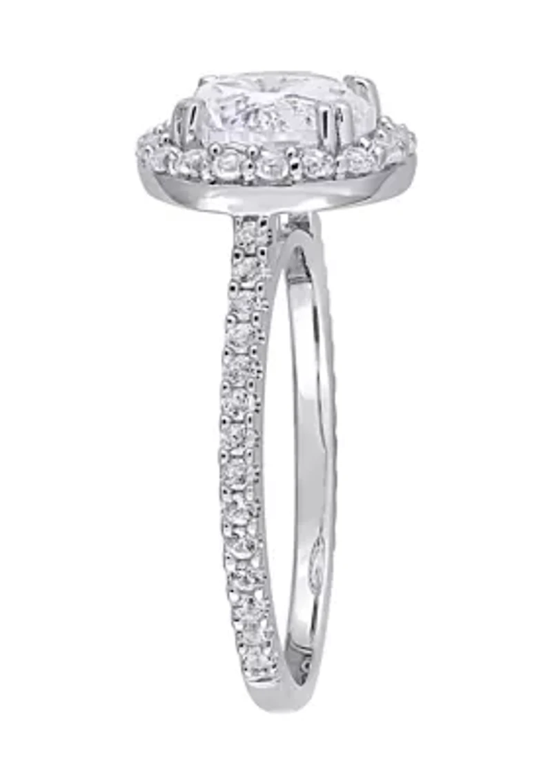Lab Created 3 ct. t.w. White Sapphire Halo Ring Sterling Silver