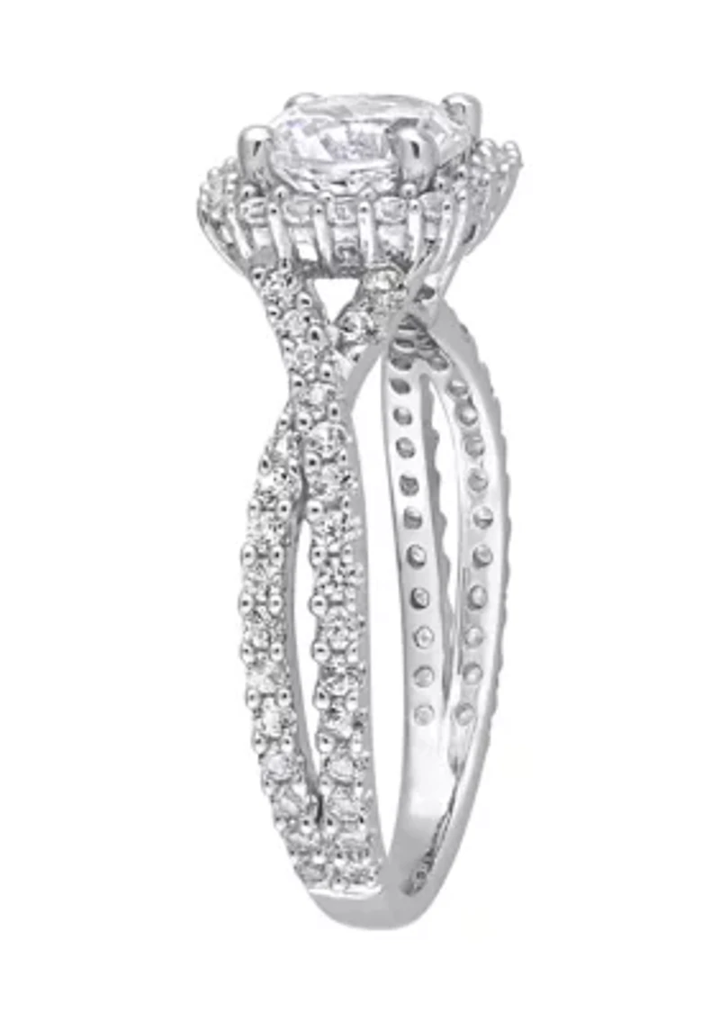 Lab Created 2.12 ct. t.w. White Sapphire Halo Ring Sterling Silver
