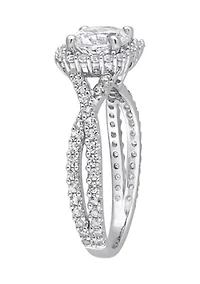 Lab Created 2.12 ct. t.w. White Sapphire Halo Ring Sterling Silver
