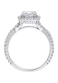 Lab Created 2.12 ct. t.w. White Sapphire Halo Ring Sterling Silver