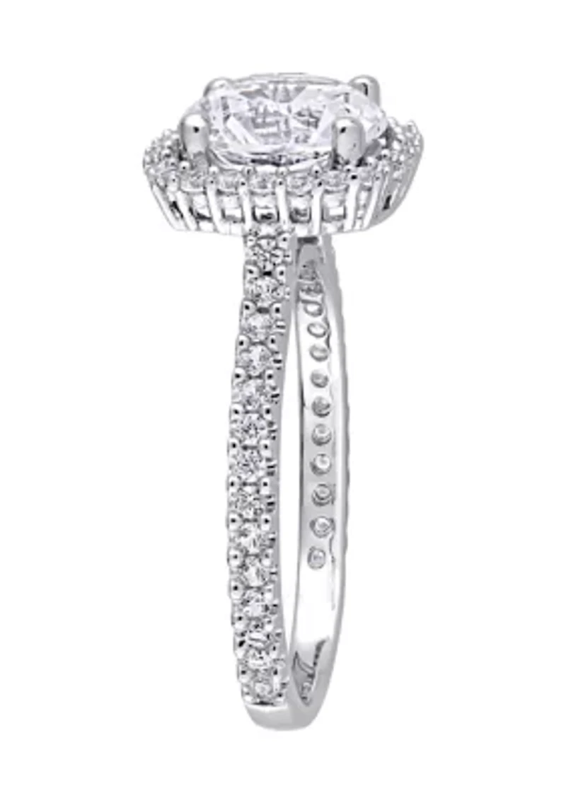 Lab Created 2.88 ct. t.w. White Sapphire Halo Ring Sterling Silver
