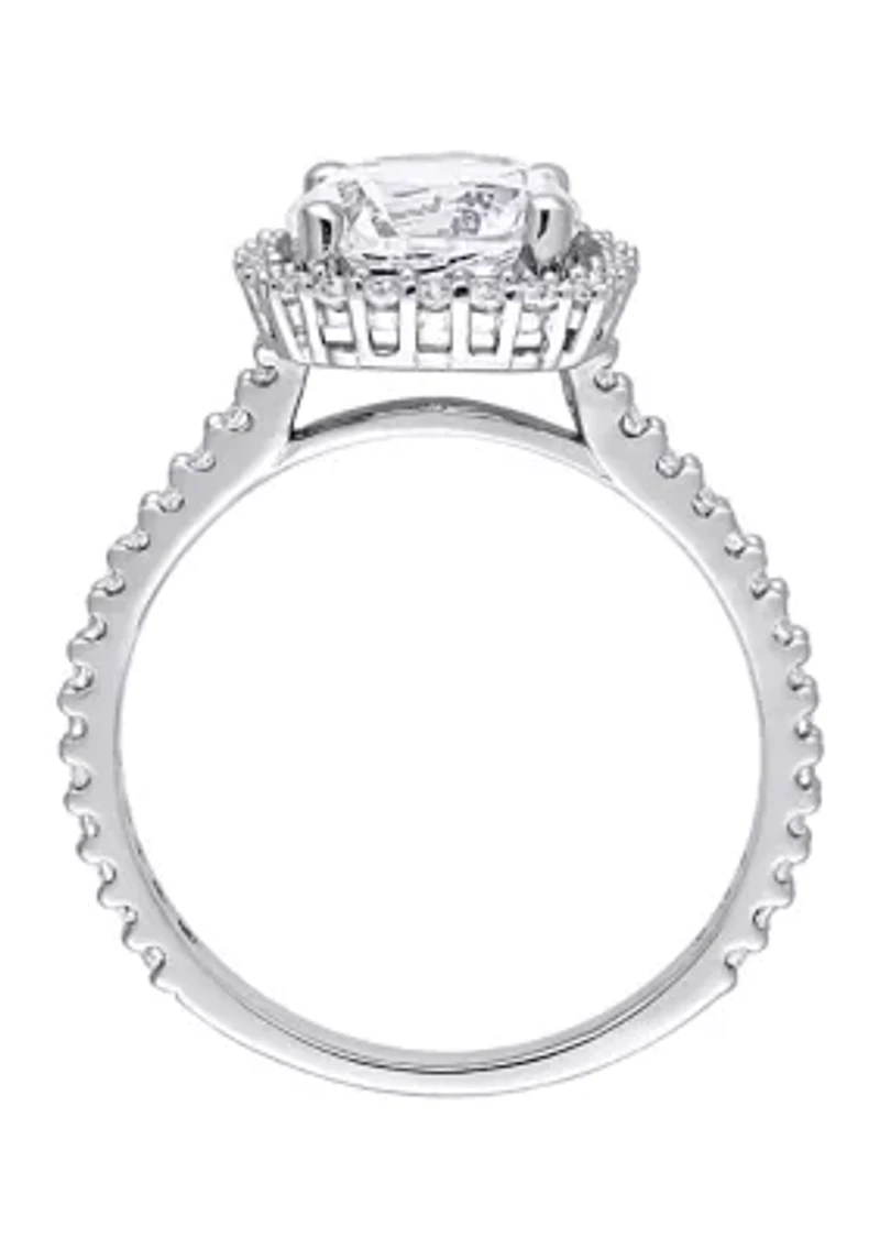 Lab Created 2.88 ct. t.w. White Sapphire Halo Ring Sterling Silver