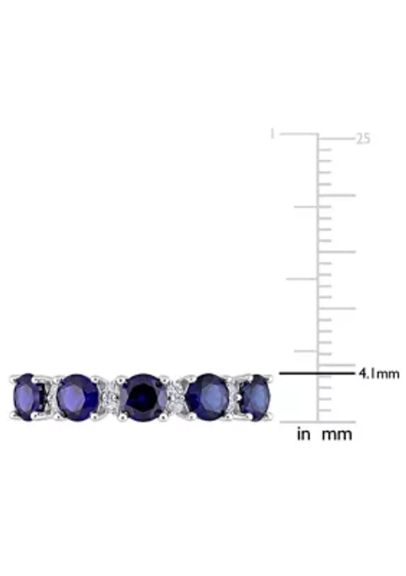 Lab Created 1.62 ct. t.w. Blue and White Sapphire Semi Eternity Ring Sterling Silver