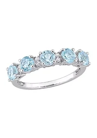 1.62 ct. t.w. Blue Topaz and White Semi Eternity Ring Sterling Silver