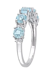 1.62 ct. t.w. Blue Topaz and White Semi Eternity Ring Sterling Silver