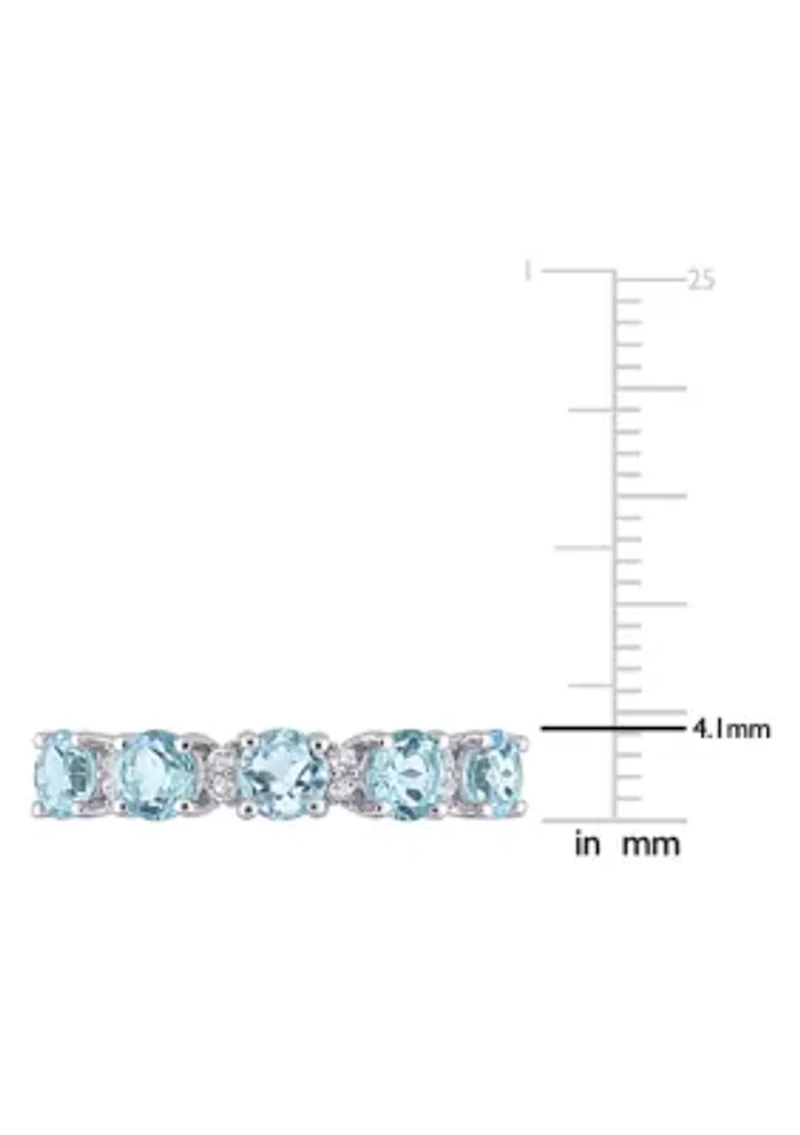 1.62 ct. t.w. Blue Topaz and White Semi Eternity Ring Sterling Silver