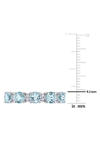 1.62 ct. t.w. Blue Topaz and White Semi Eternity Ring Sterling Silver