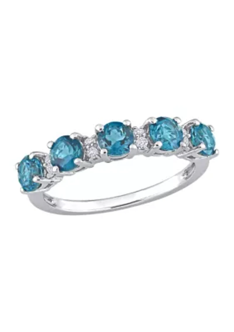 1.62 ct. t.w. London Blue Topaz and White Semi Eternity Ring Sterling Silver