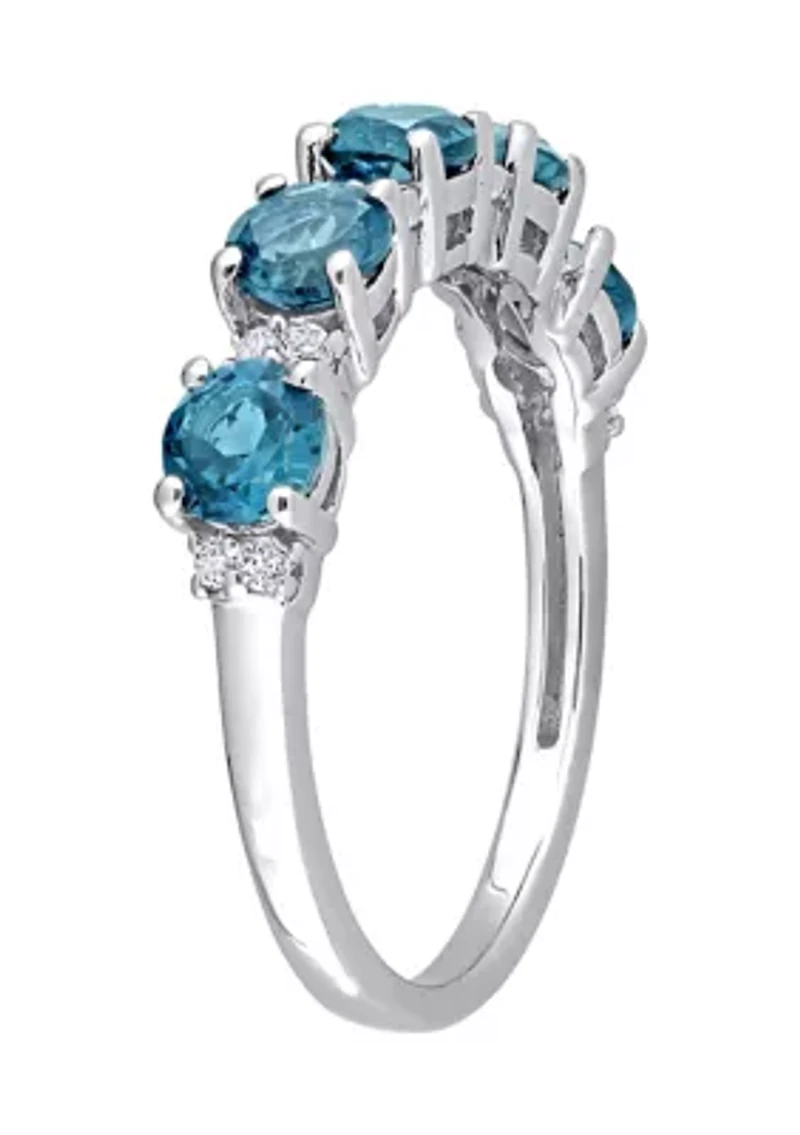 1.62 ct. t.w. London Blue Topaz and White Semi Eternity Ring Sterling Silver