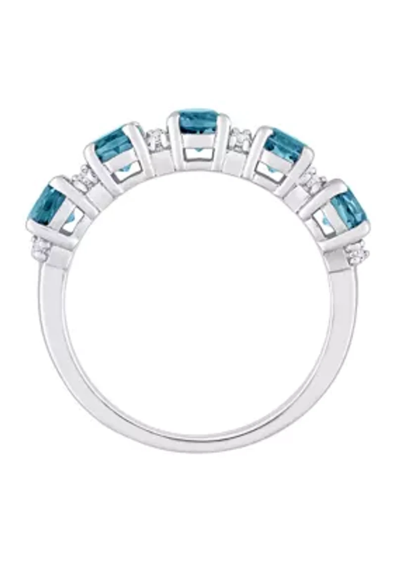 1.62 ct. t.w. London Blue Topaz and White Semi Eternity Ring Sterling Silver