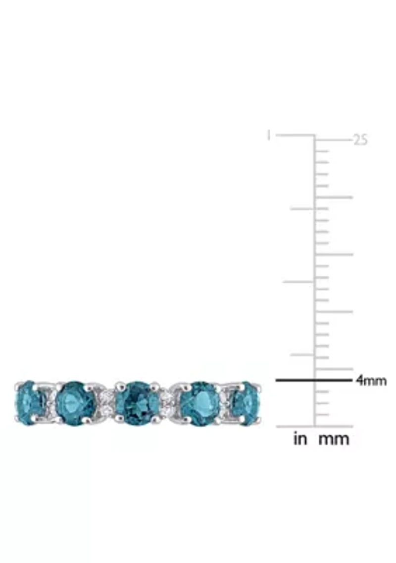 1.62 ct. t.w. London Blue Topaz and White Semi Eternity Ring Sterling Silver