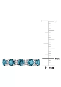 1.62 ct. t.w. London Blue Topaz and White Semi Eternity Ring Sterling Silver