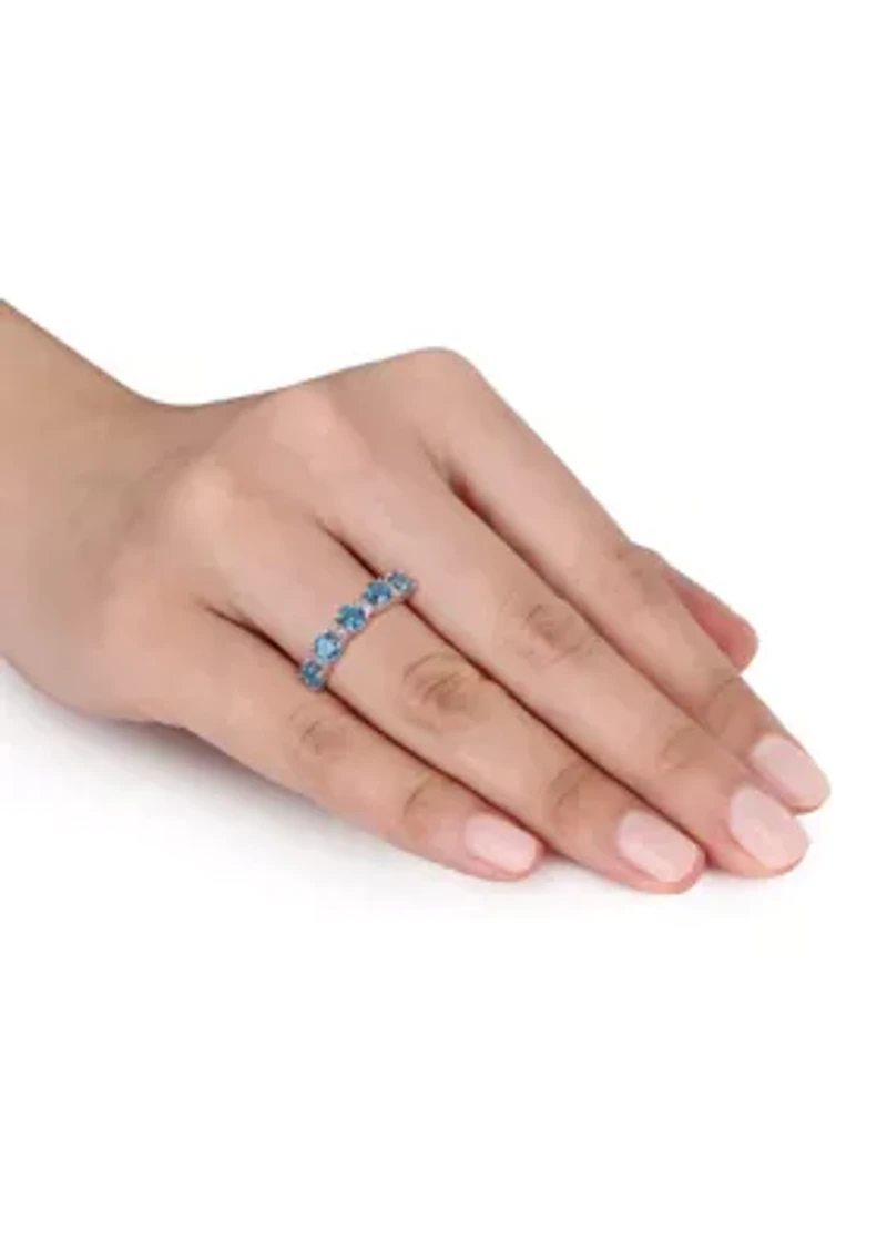1.62 ct. t.w. London Blue Topaz and White Semi Eternity Ring Sterling Silver