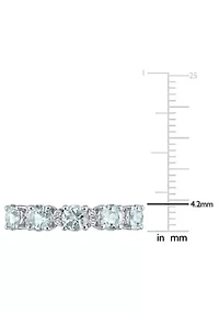 Aquamarine and White Topaz Semi Eternity Ring Sterling Silver