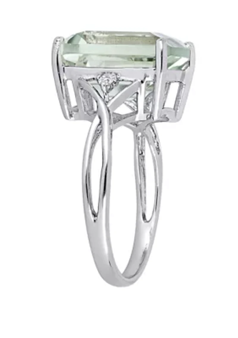 Green Amethyst and White Topaz Ring Sterling Silver