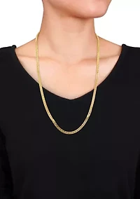 18k Yellow Gold Plated Sterling Silver Fancy Curb Link Chain Necklace