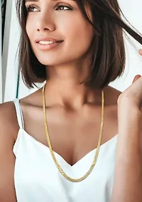 18k Yellow Gold Plated Sterling Silver Fancy Curb Link Chain Necklace