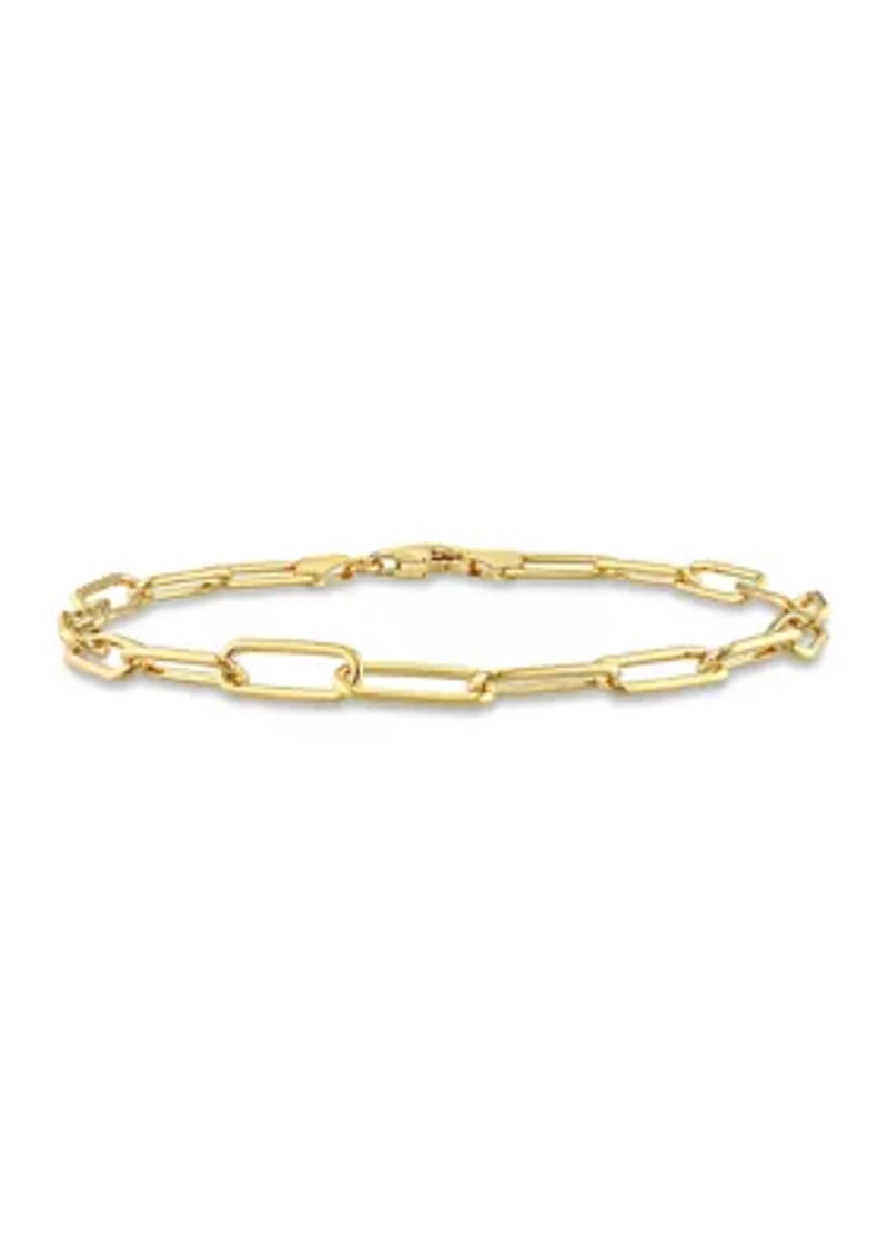 18k Yellow Gold Plated Sterling Silver 5mm Paperclip Chain Bracelet