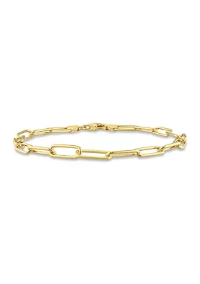 18k Yellow Gold Plated Sterling Silver 5mm Paperclip Chain Bracelet