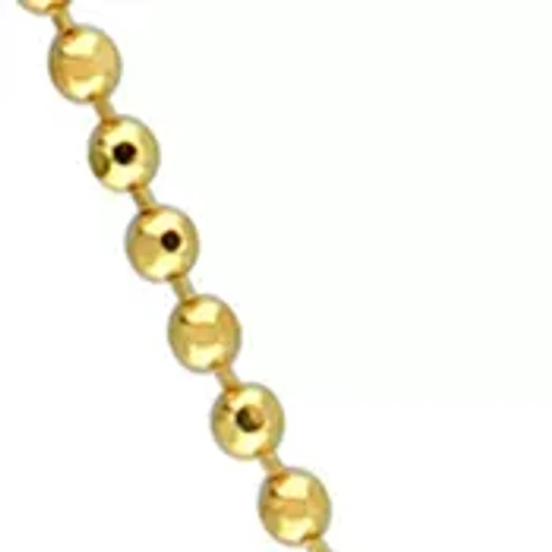 18k Yellow Gold Plated Sterling Silver 1mm Ball Chain Necklace