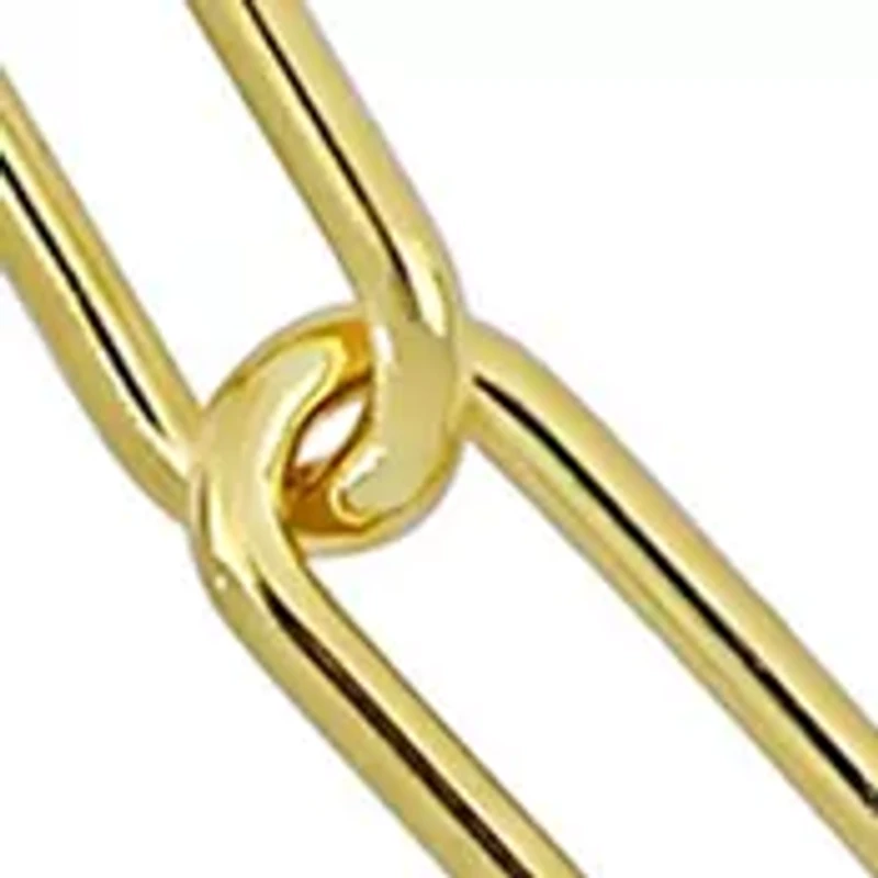 18k Yellow Gold Plated Sterling Silver 6mm Paperclip Chain Necklace