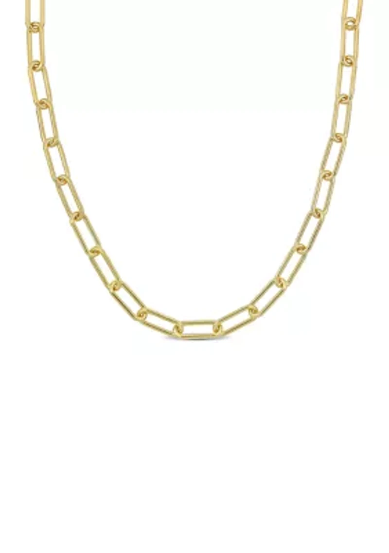 18k Yellow Gold Plated Sterling Silver 6mm Paperclip Chain Necklace