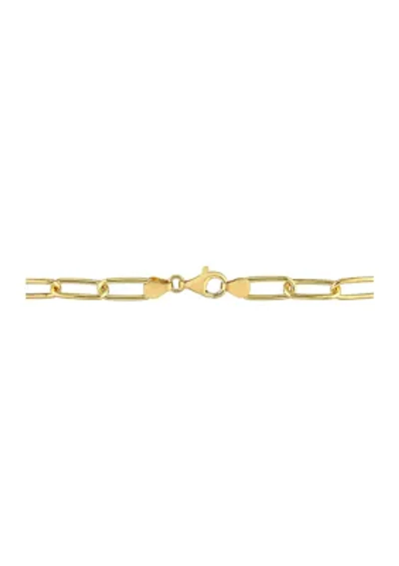 18k Yellow Gold Plated Sterling Silver 6mm Paperclip Chain Necklace