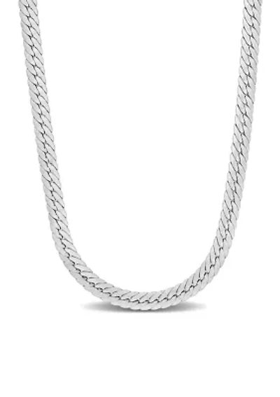 Sterling Silver Herringbone Chain Necklace