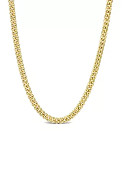 18k Yellow Gold Plated Sterling Silver 4.4mm Curb Link Chain Necklace
