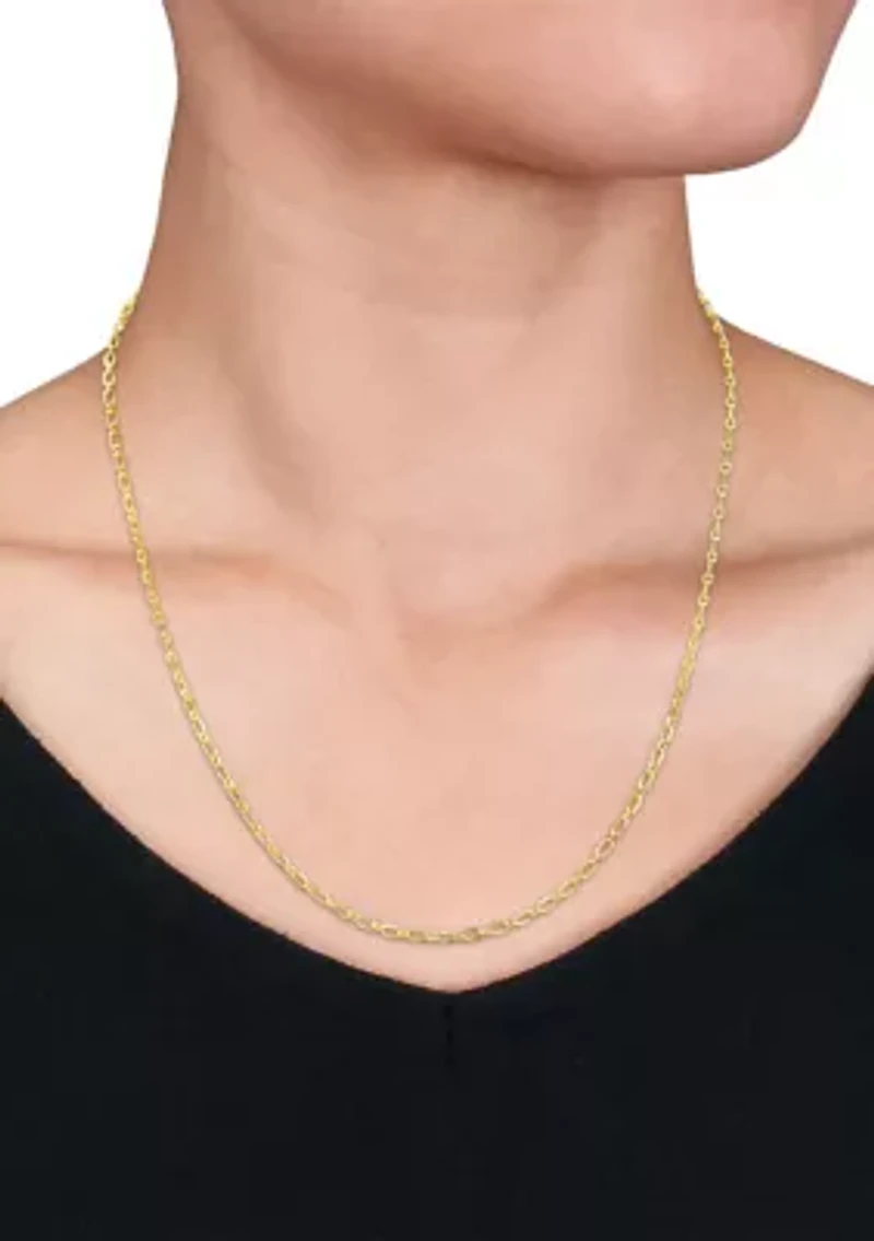 18k Yellow Gold Plated Sterling Silver 2mm Figaro Chain Necklace