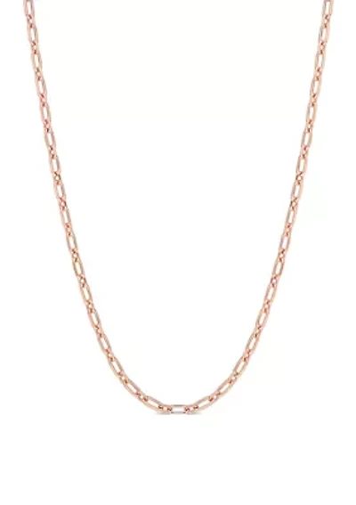 18k Rose Gold Plated Sterling Silver 2mm Figaro Chain Necklace