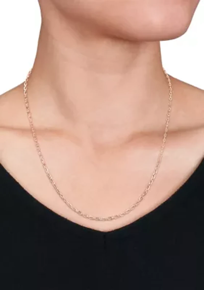18k Rose Gold Plated Sterling Silver 2mm Figaro Chain Necklace