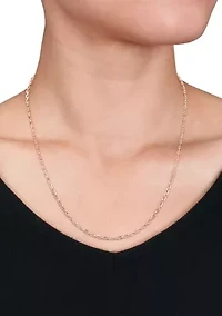 18k Rose Gold Plated Sterling Silver 2mm Figaro Chain Necklace