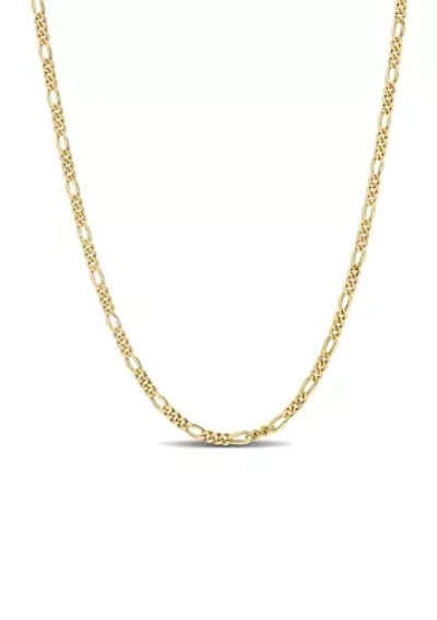 18k Yellow Gold Plated Sterling Silver 2.2mm Figaro Chain Necklace