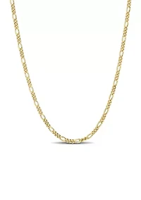 18k Yellow Gold Plated Sterling Silver 2.2mm Figaro Chain Necklace