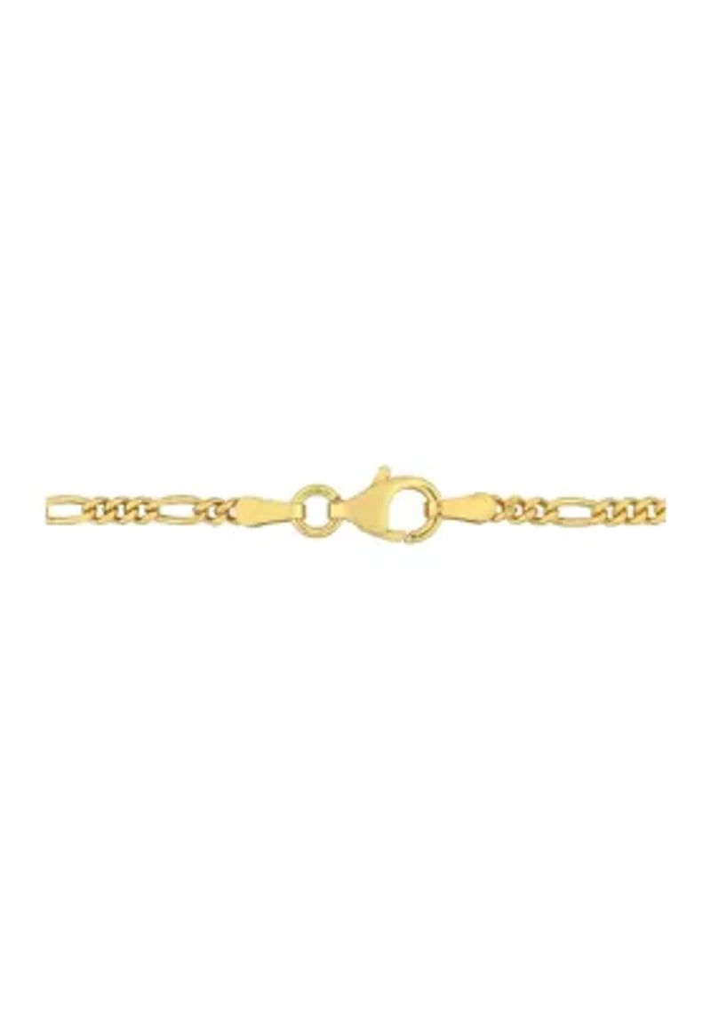 18k Yellow Gold Plated Sterling Silver 2.2mm Figaro Chain Necklace
