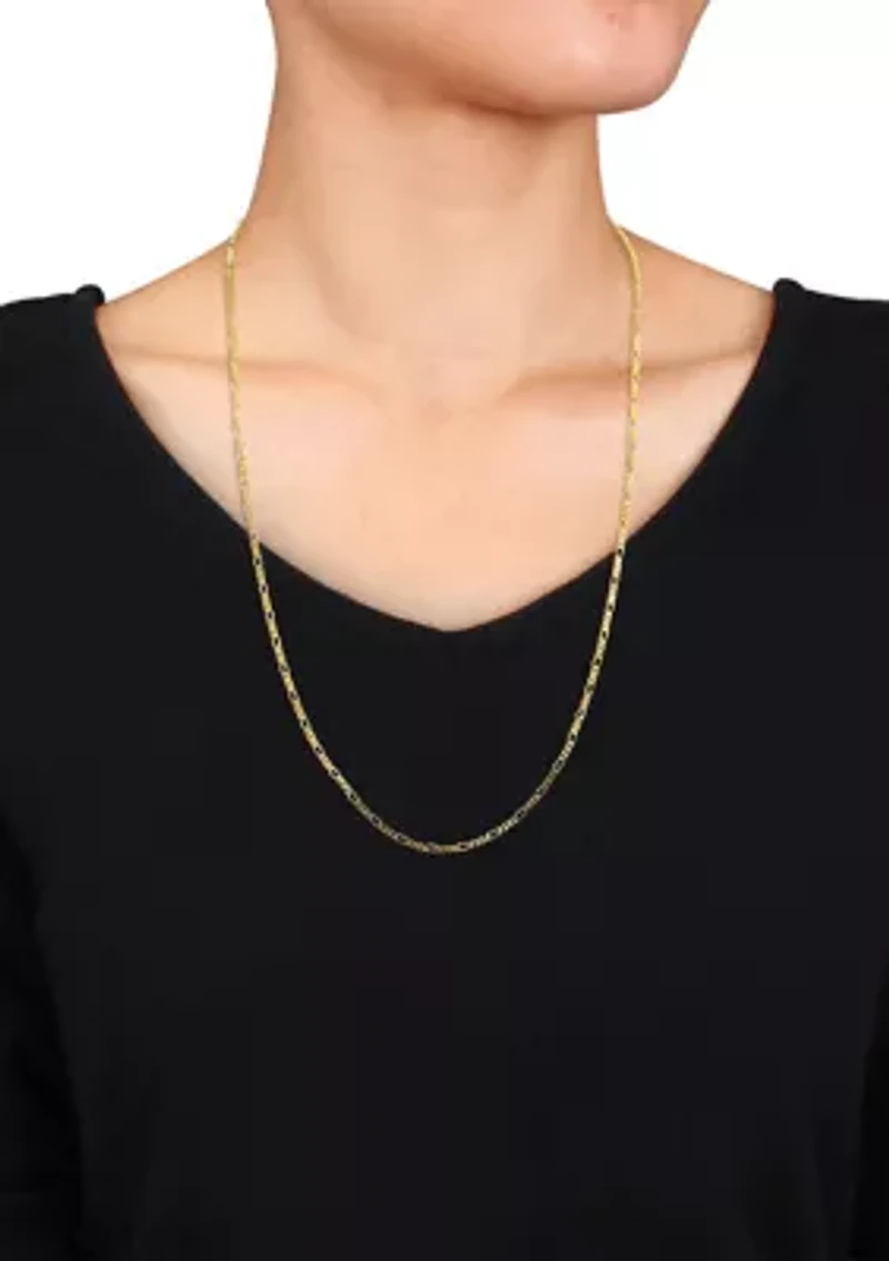 18k Yellow Gold Plated Sterling Silver 2.2mm Figaro Chain Necklace
