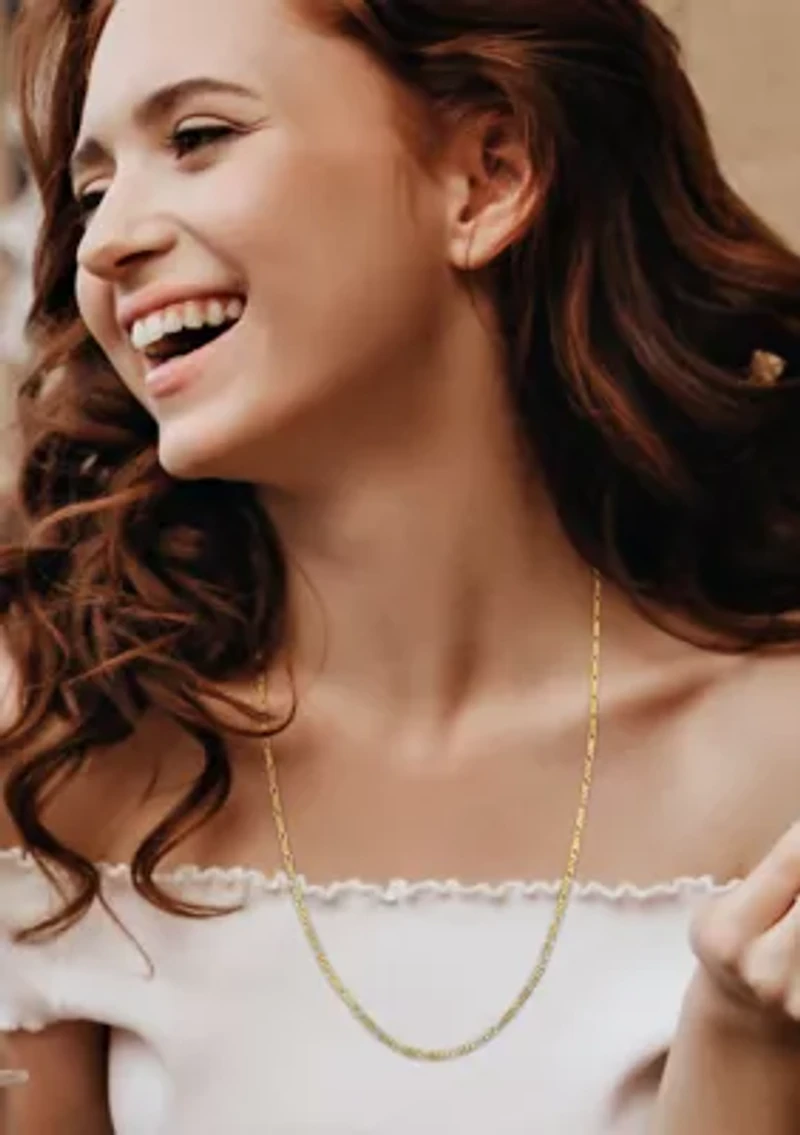 18k Yellow Gold Plated Sterling Silver 2.2mm Figaro Chain Necklace