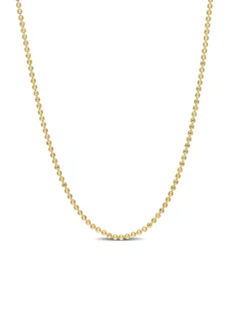 18k Yellow Gold Plated Sterling Silver Ball Chain Necklace