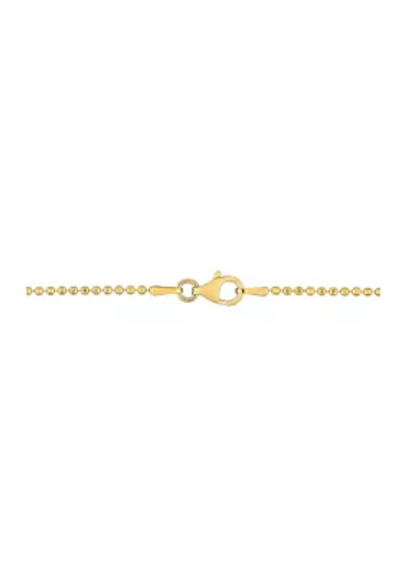 18k Yellow Gold Plated Sterling Silver Ball Chain Necklace